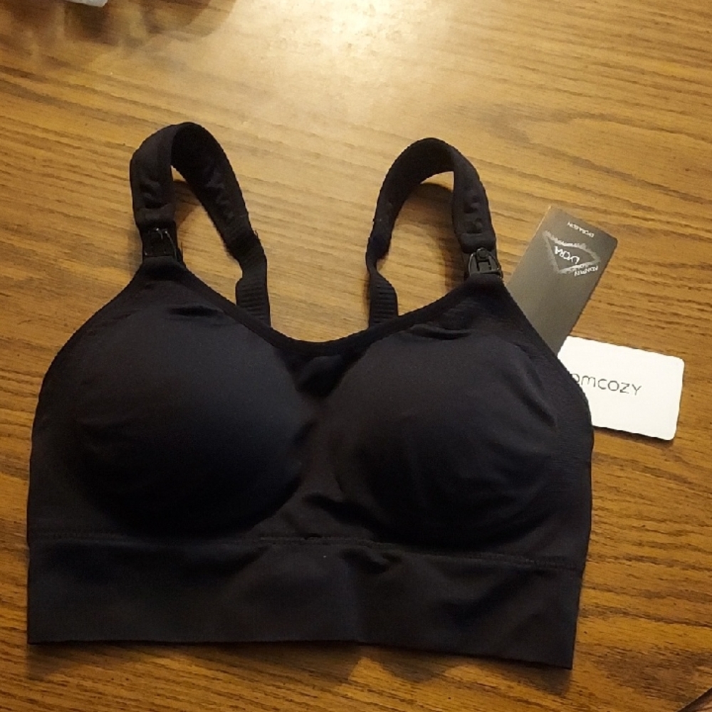 Wireless MOMCOZY Support Nursing Bra - Black